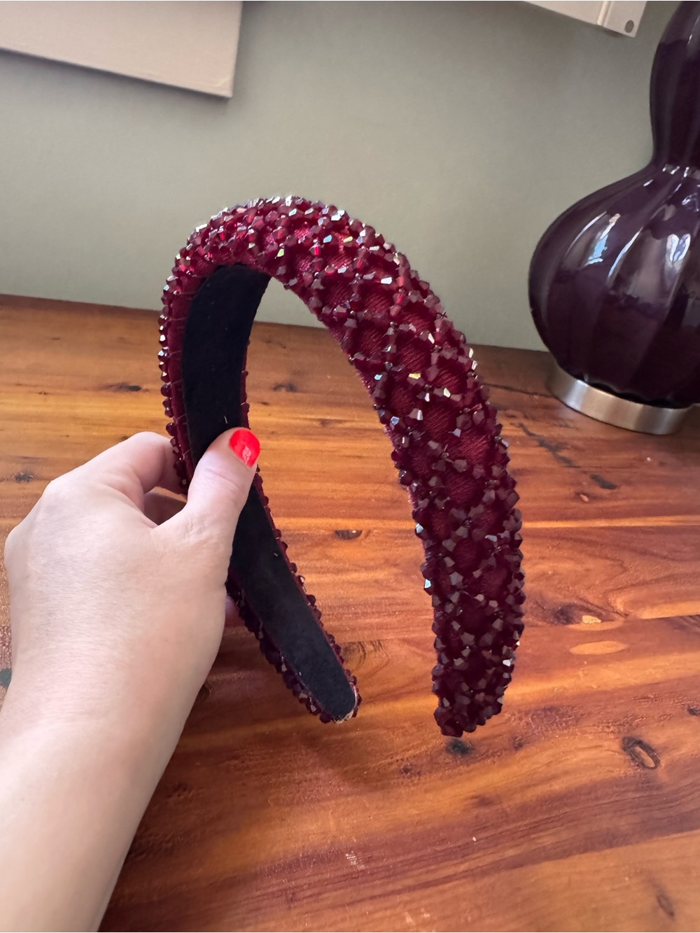 Beaded maroon headband new